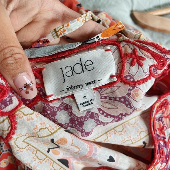 Johnny Was Jade $470 Thalia Silk Beach Maxi Dress, Small embroidered floral - Picture 11 of 12